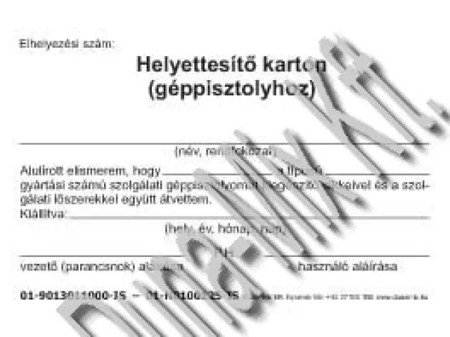 Helyettesítő karton (géppisztolyhoz)